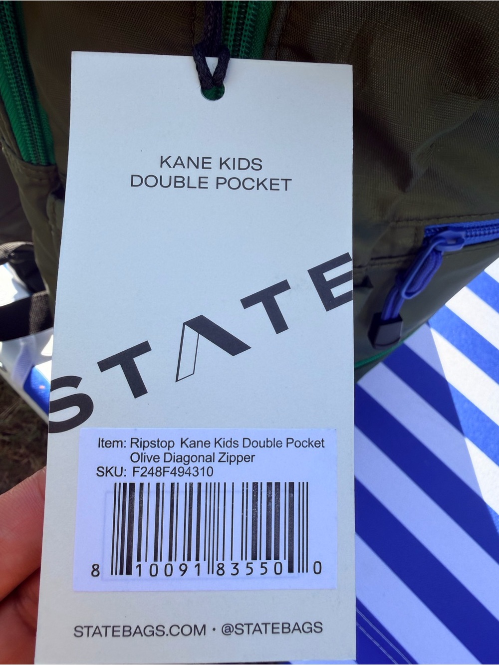 STATE Kane Kids Backpack Double Pocket in Ripstop Diagonal Zipper 7+ - Picture 3 of 9